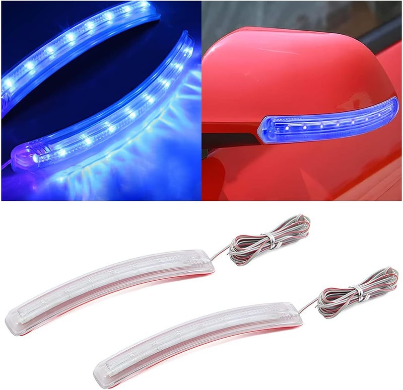 HIPOPY 2 Pcs LED Turn Signal Strip Light, Flexible Switchback Dual-Color Fork Blinkers, Waterproof Adjustable Daytime Running Tail Light Strip Kit (Blue) - Image 1